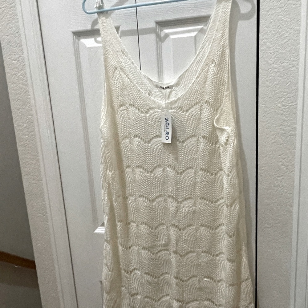 Agl Cream Knit Sleeveless Dress